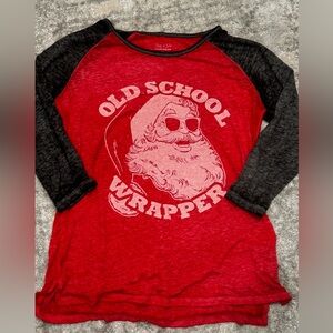 Zoe + Liv “Old School Wrapper” Santa Claus Tee Shirt. Size M